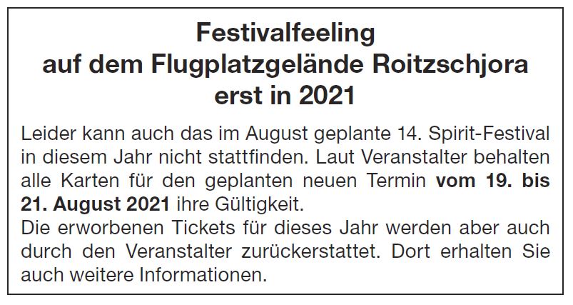 Absage Spirit Festival