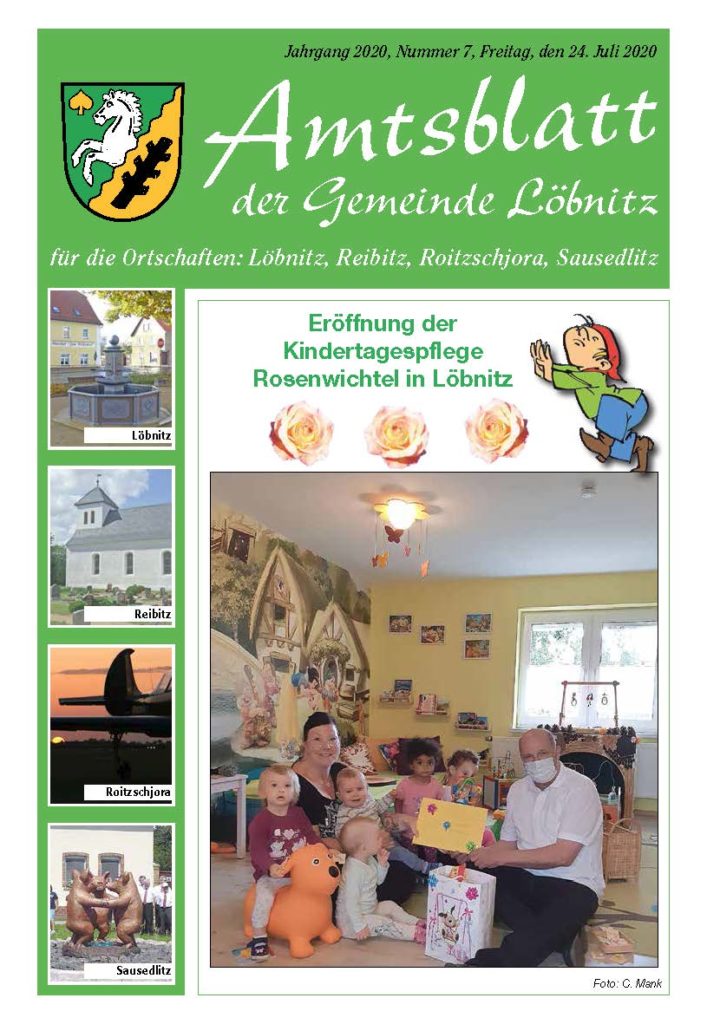 Amtsblatt Gemeinde Löbnitz Nr. 7 2020 Titelseite