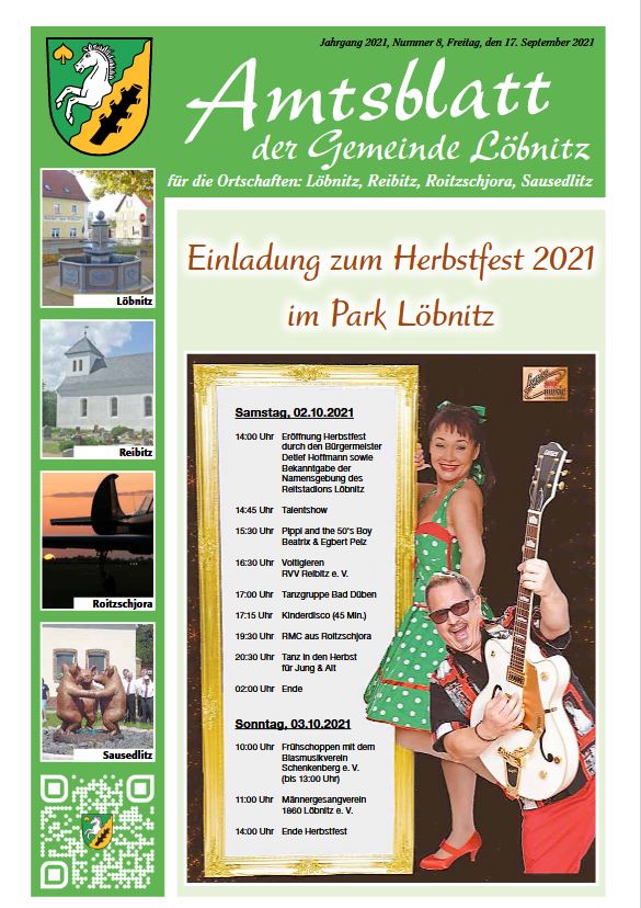 Amtsblatt Gemeinde Loebnitz Nr. 8 2020 Titelseite