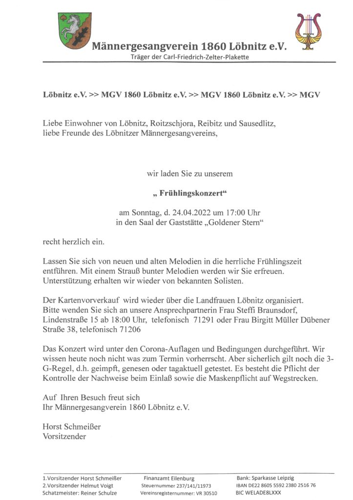 2022 04 24 Fruehlingskonzert Mgv 1860 Loebnitz