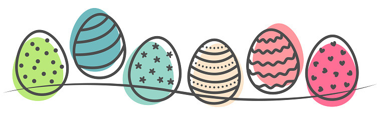 Colorful Easter Eggs Hand Drawn Outline Doodle