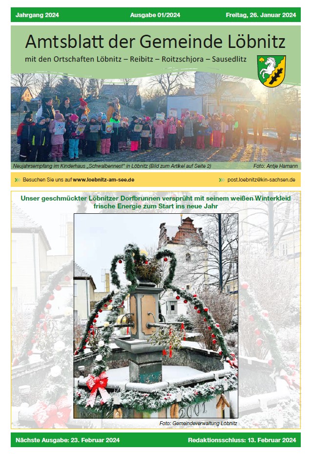 2023 01 20 Amtsblatt Gemeinde Loebnitz Nr.1 2023