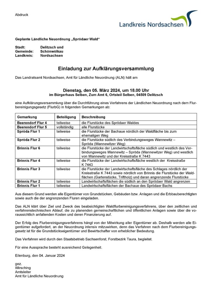 2024 03 05 Landkreis Nordsachsen Abdruck Einladung Sproedaer Wald