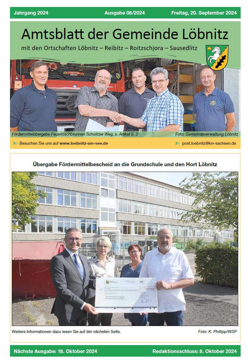 2023 09 22 Amtsblatt Gemeinde Loebnitz Nr.8 2023