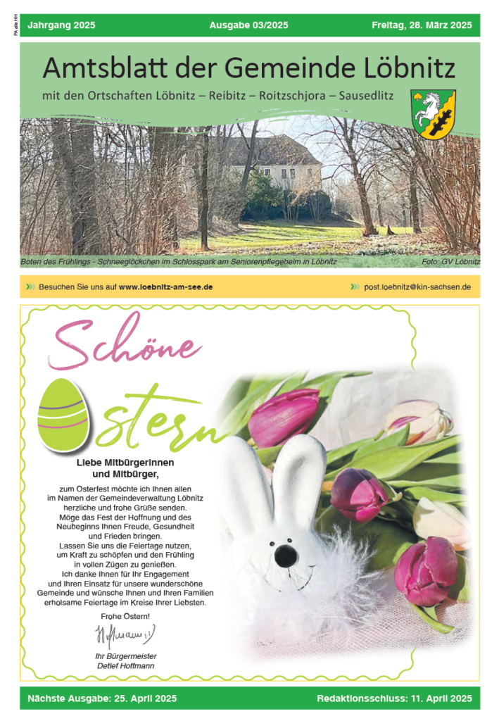 2025 03 28 Amtsblatt Gemeinde Loebnitz Nr.3 2025 Titelbild